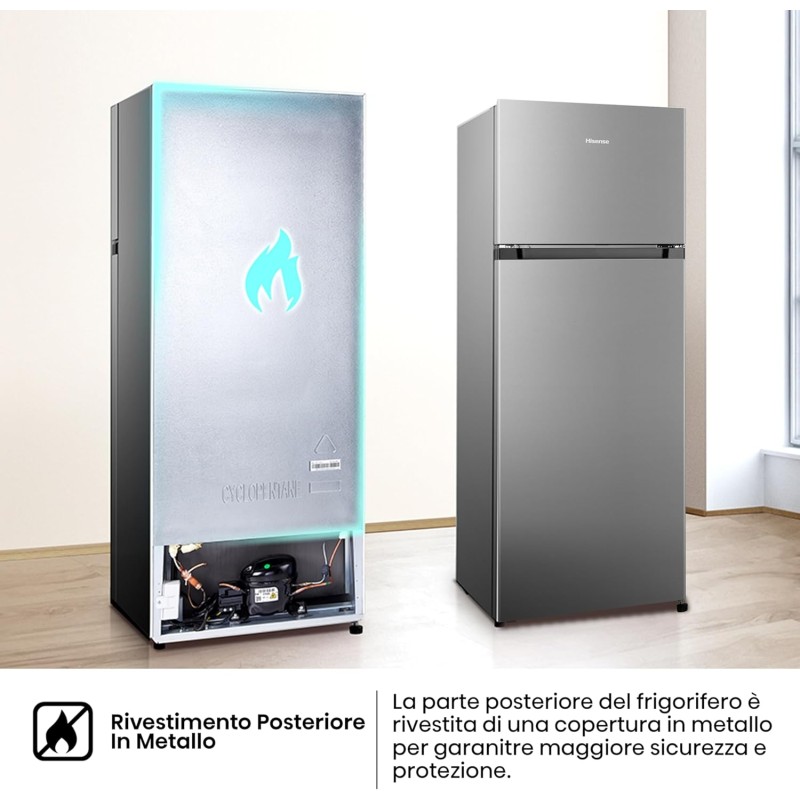 Hisense MTM55205SE Frigorifero Doppia Porta a Libera Installazione Modello 2022, 206 L, Silver, 143.4 x‎ 54.2 x 55 cm - 206 Litri Grigio