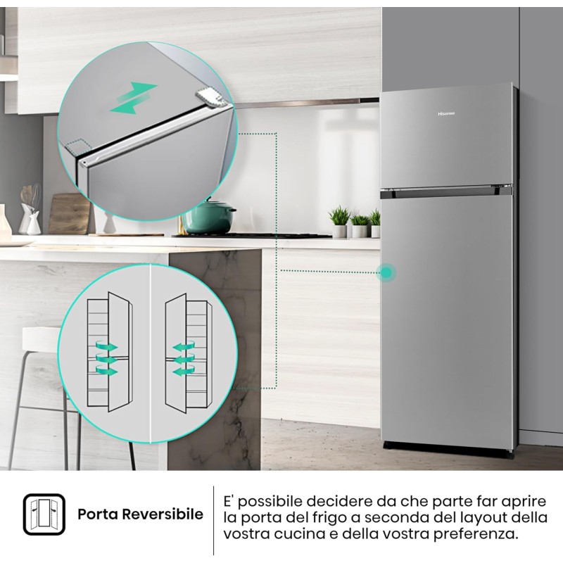 Hisense MTM55205SE Frigorifero Doppia Porta a Libera Installazione Modello 2022, 206 L, Silver, 143.4 x‎ 54.2 x 55 cm - 206 Litri Grigio