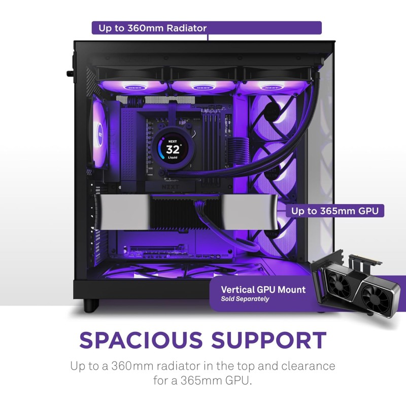 NZXT H6 Flow RGB, CC-H61FB-R1, Case Mid-Tower Compatto a Doppia Camera con Flusso d'Aria, Include 3 Ventole RGB da 120 mm, Pannelli in Vetro Panoramico, Flusso d'Aria ad Alte Prestazioni, Nero - Nero NZXT H6 Flow RGB, CC-H61FB-R1, Case Mid-Tower Compatto a Doppia Camera con Flusso d'Aria, Include 3 Ventole RGB da 120 mm, Pannelli in Vetro Panoramico, Flusso d'Aria ad Alte Prestazioni, Nero - Nero