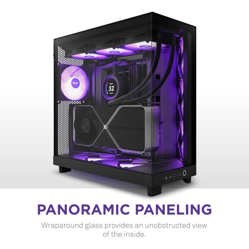 NZXT H6 Flow RGB, CC-H61FB-R1, Case Mid-Tower Compatto a Doppia Camera con Flusso d'Aria, Include 3 Ventole RGB da 120 mm, Pannelli in Vetro Panoramico, Flusso d'Aria ad Alte Prestazioni, Nero - Nero NZXT H6 Flow RGB, CC-H61FB-R1, Case Mid-Tower Compatto a Doppia Camera con Flusso d'Aria, Include 3 Ventole RGB da 120 mm, Pannelli in Vetro Panoramico, Flusso d'Aria ad Alte Prestazioni, Nero - Nero