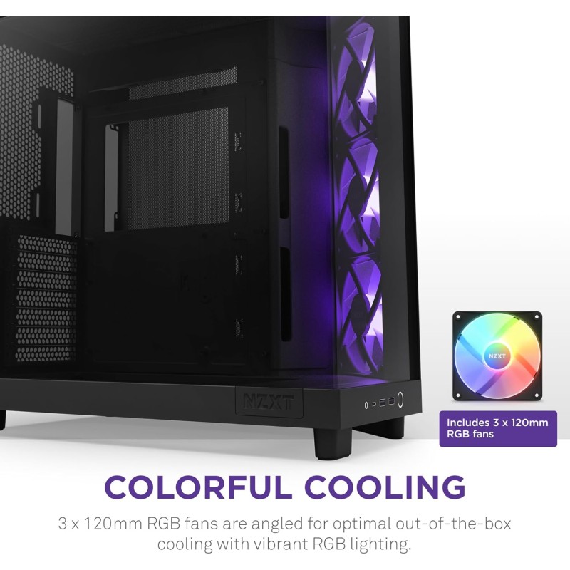 NZXT H6 Flow RGB, CC-H61FB-R1, Case Mid-Tower Compatto a Doppia Camera con Flusso d'Aria, Include 3 Ventole RGB da 120 mm, Pannelli in Vetro Panoramico, Flusso d'Aria ad Alte Prestazioni, Nero - Nero NZXT H6 Flow RGB, CC-H61FB-R1, Case Mid-Tower Compatto a Doppia Camera con Flusso d'Aria, Include 3 Ventole RGB da 120 mm, Pannelli in Vetro Panoramico, Flusso d'Aria ad Alte Prestazioni, Nero - Nero