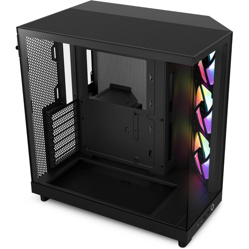 NZXT H6 Flow RGB, CC-H61FB-R1, Case Mid-Tower Compatto a Doppia Camera con Flusso d'Aria, Include 3 Ventole RGB da 120 mm, Pannelli in Vetro Panoramico, Flusso d'Aria ad Alte Prestazioni, Nero - Nero NZXT H6 Flow RGB, CC-H61FB-R1, Case Mid-Tower Compatto a Doppia Camera con Flusso d'Aria, Include 3 Ventole RGB da 120 mm, Pannelli in Vetro Panoramico, Flusso d'Aria ad Alte Prestazioni, Nero - Nero