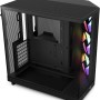 NZXT H6 Flow RGB, CC-H61FB-R1, Case Mid-Tower Compatto a Doppia Camera con Flusso d'Aria, Include 3 Ventole RGB da 120 mm, Pannelli in Vetro Panoramico, Flusso d'Aria ad Alte Prestazioni, Nero - Nero