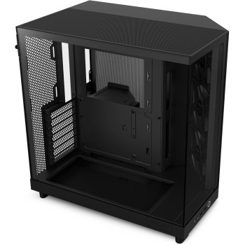 NZXT H6 Flow, CC-H61FB-01, Case Mid-Tower Compatto a Doppia Camera con Flusso d'Aria, Pannelli in Vetro Panoramico, Flusso d'Aria ad Alte Prestazioni, Include 3 Ventole da 120 mm, Nero - Nero / puro piacere