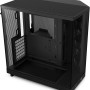NZXT H6 Flow, CC-H61FB-01, Case Mid-Tower Compatto a Doppia Camera con Flusso d'Aria, Pannelli in Vetro Panoramico, Flusso d'Aria ad Alte Prestazioni, Include 3 Ventole da 120 mm, Nero - Nero / puro piacere