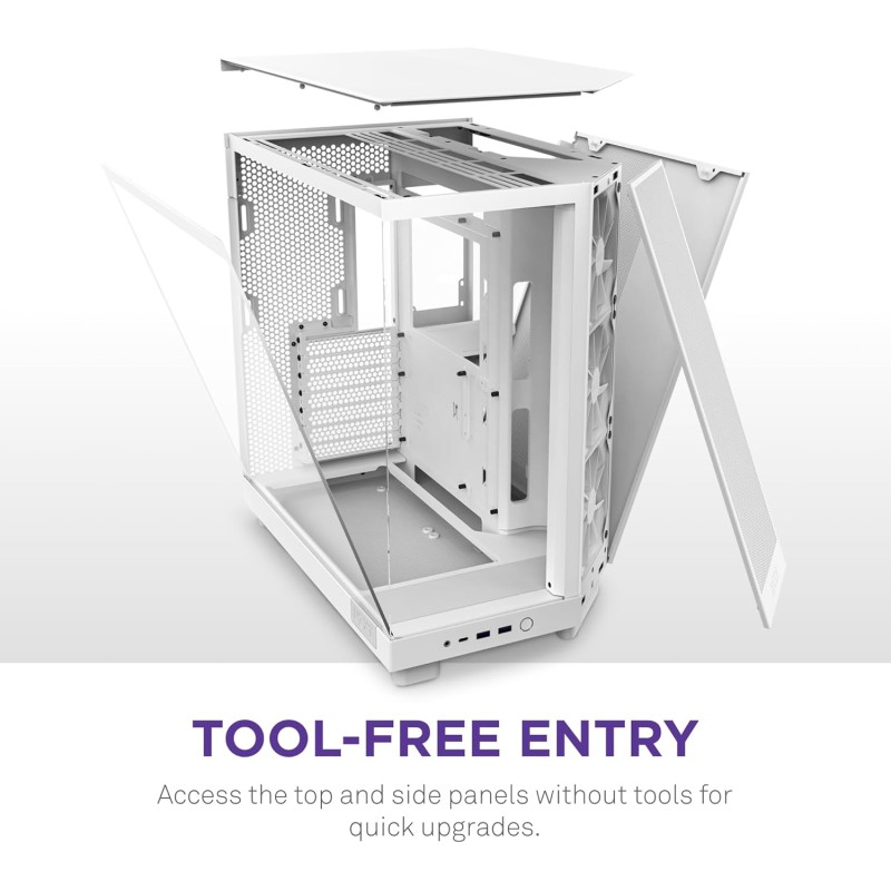 NZXT H6 Flow, CC-H61FW-01, Case Mid-Tower Compatto a Doppia Camera con Flusso d'Aria, Pannelli in Vetro Panoramico, Flusso d'Aria ad Alte Prestazioni, Include 3 Ventole da 120 mm, Bianco - Bianco NZXT H6 Flow, CC-H61FW-01, Case Mid-Tower Compatto a Doppia Camera con Flusso d'Aria, Pannelli in Vetro Panoramico, Flusso d'Aria ad Alte Prestazioni, Include 3 Ventole da 120 mm, Bianco - Bianco