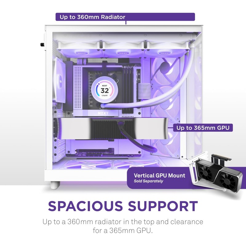 NZXT H6 Flow RGB, CC-H61FW-R1, Case Mid-Tower Compatto a Doppia Camera con Flusso d'Aria, Include 3 Ventole RGB da 120 mm, Pannelli in Vetro Panoramico, Flusso d'Aria ad Alte Prestazioni, Bianco - Bianco NZXT H6 Flow RGB, CC-H61FW-R1, Case Mid-Tower Compatto a Doppia Camera con Flusso d'Aria, Include 3 Ventole RGB da 120 mm, Pannelli in Vetro Panoramico, Flusso d'Aria ad Alte Prestazioni, Bianco - Bianco