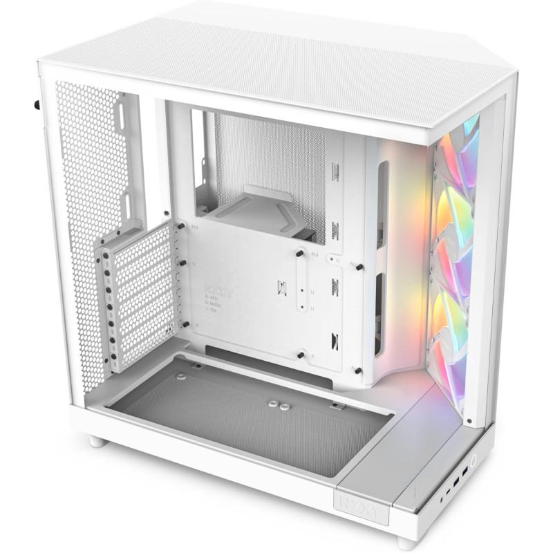 NZXT H6 Flow RGB, CC-H61FW-R1, Case Mid-Tower Compatto a Doppia Camera con Flusso d'Aria, Include 3 Ventole RGB da 120 mm, Pannelli in Vetro Panoramico, Flusso d'Aria ad Alte Prestazioni, Bianco - Bianco NZXT H6 Flow RGB, CC-H61FW-R1, Case Mid-Tower Compatto a Doppia Camera con Flusso d'Aria, Include 3 Ventole RGB da 120 mm, Pannelli in Vetro Panoramico, Flusso d'Aria ad Alte Prestazioni, Bianco - Bianco