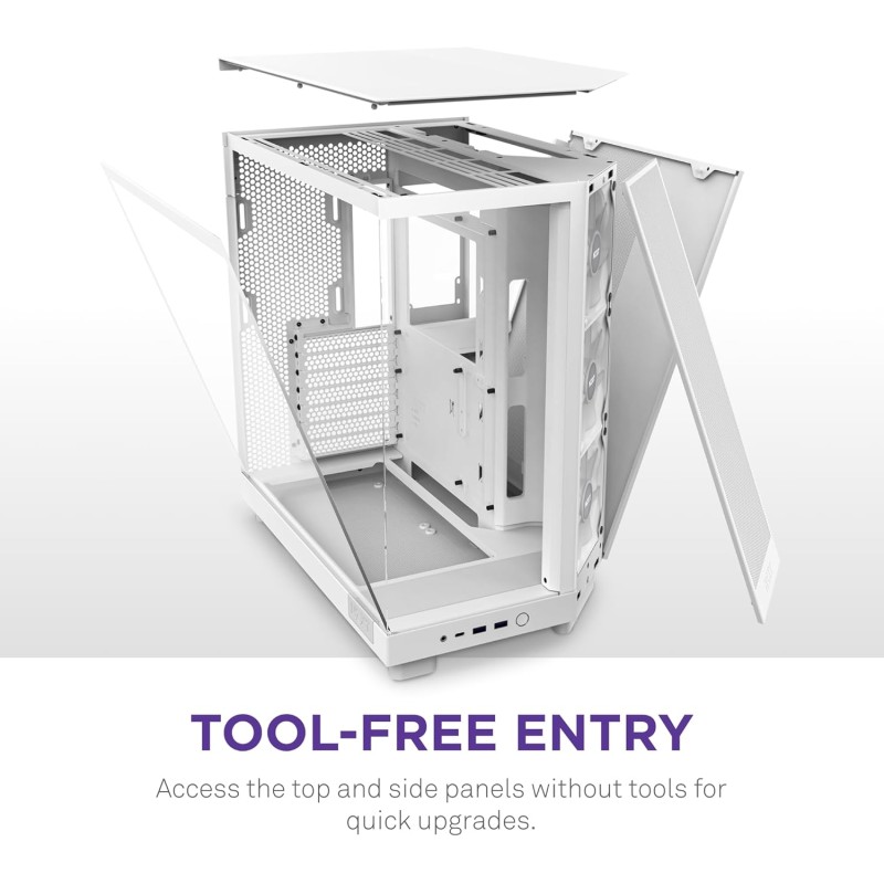 NZXT H6 Flow RGB, CC-H61FW-R1, Case Mid-Tower Compatto a Doppia Camera con Flusso d'Aria, Include 3 Ventole RGB da 120 mm, Pannelli in Vetro Panoramico, Flusso d'Aria ad Alte Prestazioni, Bianco - Bianco NZXT H6 Flow RGB, CC-H61FW-R1, Case Mid-Tower Compatto a Doppia Camera con Flusso d'Aria, Include 3 Ventole RGB da 120 mm, Pannelli in Vetro Panoramico, Flusso d'Aria ad Alte Prestazioni, Bianco - Bianco