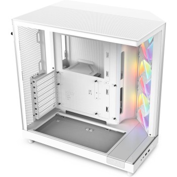 NZXT H6 Flow RGB, CC-H61FW-R1, Case Mid-Tower Compatto a Doppia Camera con Flusso d'Aria, Include 3 Ventole RGB da 120 mm, Pannelli in Vetro Panoramico, Flusso d'Aria ad Alte Prestazioni, Bianco - Bianco