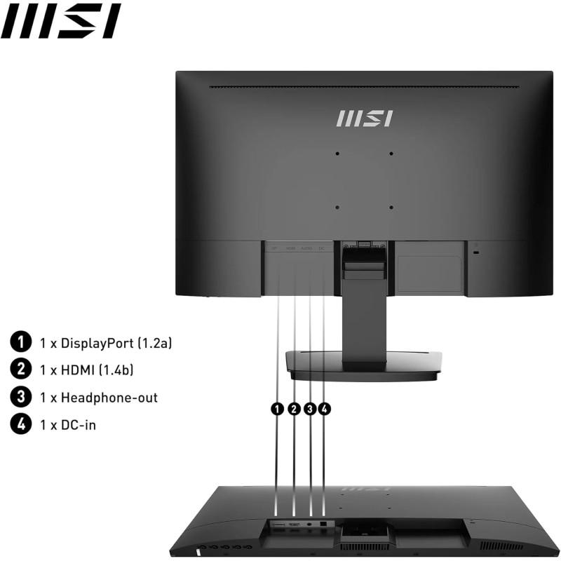 MSI PRO MP243X Monitor 24" IPS FHD (1920x1080), 100Hz, 1ms, altoparlanti integrati, Eye-friendly, FreeSync, 1x HDMI e 1x DP, VESA - 24" Nero MSI PRO MP243X Monitor 24" IPS FHD (1920x1080), 100Hz, 1ms, altoparlanti integrati, Eye-friendly, FreeSync, 1x HDMI e 1x DP, VESA - 24" Nero