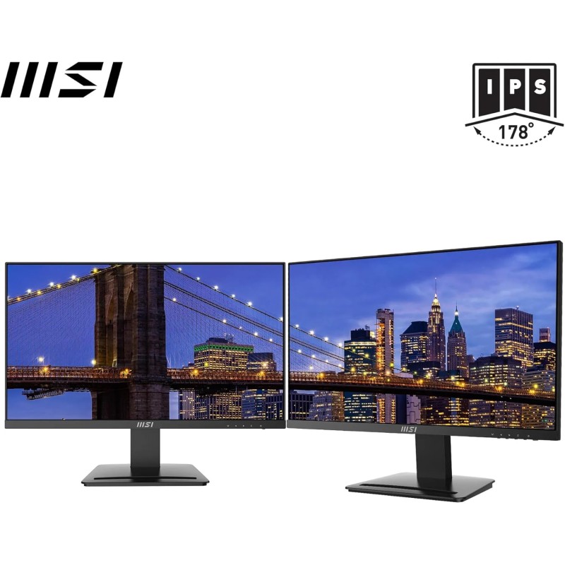MSI PRO MP243X Monitor 24" IPS FHD (1920x1080), 100Hz, 1ms, altoparlanti integrati, Eye-friendly, FreeSync, 1x HDMI e 1x DP, VESA - 24" Nero MSI PRO MP243X Monitor 24" IPS FHD (1920x1080), 100Hz, 1ms, altoparlanti integrati, Eye-friendly, FreeSync, 1x HDMI e 1x DP, VESA - 24" Nero