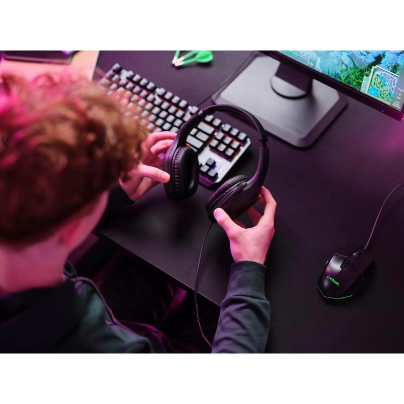 Trust Gaming GXT 415 Zirox Cuffie Gaming Leggere con Driver da 50 mm per PC, Xbox, PS4, PS5, Switch, Mobile, Jack Audio 3.5 mm, Cavo 2m, Cuffie con Microfono Over-Ear - Nero - Nero