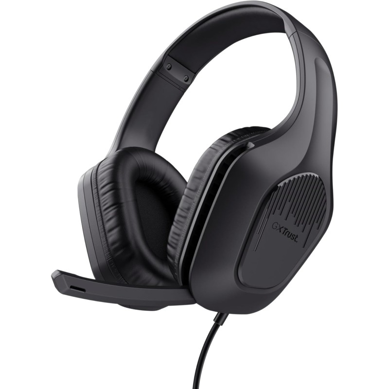Trust Gaming GXT 415 Zirox Cuffie Gaming Leggere con Driver da 50 mm per PC, Xbox, PS4, PS5, Switch, Mobile, Jack Audio 3.5 mm, Cavo 2m, Cuffie con Microfono Over-Ear - Nero - Nero