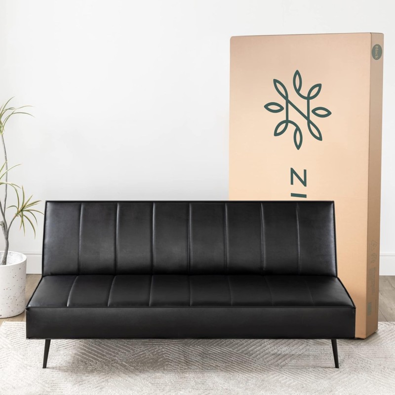 Zinus Quinn Divano letto Clic Clac - Divano letto pieghevole 2 in 1 - Adatto a camere per ospiti e piccoli spazi - PVC nero - Nero Zinus Quinn Divano letto Clic Clac - Divano letto pieghevole 2 in 1 - Adatto a camere per ospiti e piccoli spazi - PVC nero - Nero