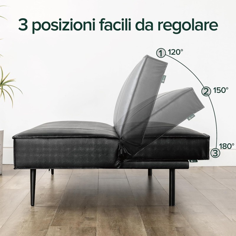 Zinus Quinn Divano letto Clic Clac - Divano letto pieghevole 2 in 1 - Adatto a camere per ospiti e piccoli spazi - PVC nero - Nero Zinus Quinn Divano letto Clic Clac - Divano letto pieghevole 2 in 1 - Adatto a camere per ospiti e piccoli spazi - PVC nero - Nero