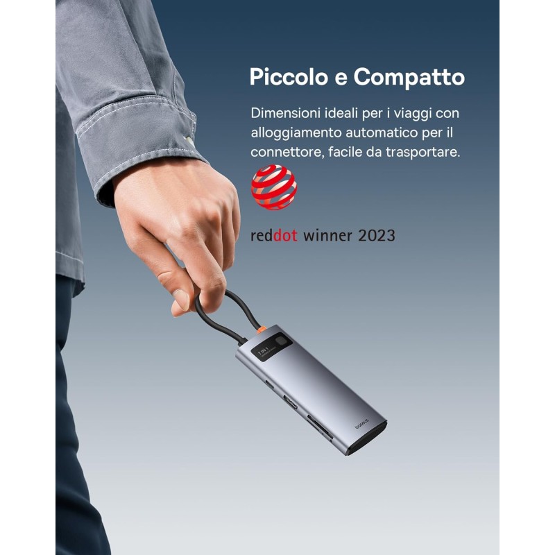 Baseus Hub USB C 7 in 1 Adattatore con HDMI 4K@60Hz, PD 100W, 3 USB-A 3.0 5Gbps, Lettore Schede SD/TF, Docking Station per Computer Portatili per MacBook/Surface Pro/iPad/Steam Deck/Rog Ally/Samsung