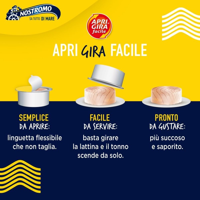 Nostromo - Tonno Apri Gira Facile il Deciso, 3 lattine da 65gr. Tonno all’Olio Extravergine di Oliva. Facile da servire, pronto da gustare. - 65 g (Confezione da 3)
