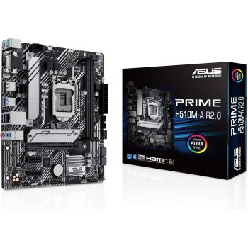 ASUS PRIME H510M-A R2.0 Scheda madre Intel Micro ATX, DDR4 LGA 1200, 4 SATA 6Gb/s, slot M.2, Ethernet Realtek, DisplayPort, HDMI, USB 3.2 Gen 2 e Type-C, Aura Sync ASUS PRIME H510M-A R2.0 Scheda madre Intel Micro ATX, DDR4 LGA 1200, 4 SATA 6Gb/s, slot M.2, Ethernet Realtek, DisplayPort, HDMI, USB 3.2 Gen 2 e Type-C, Aura Sync