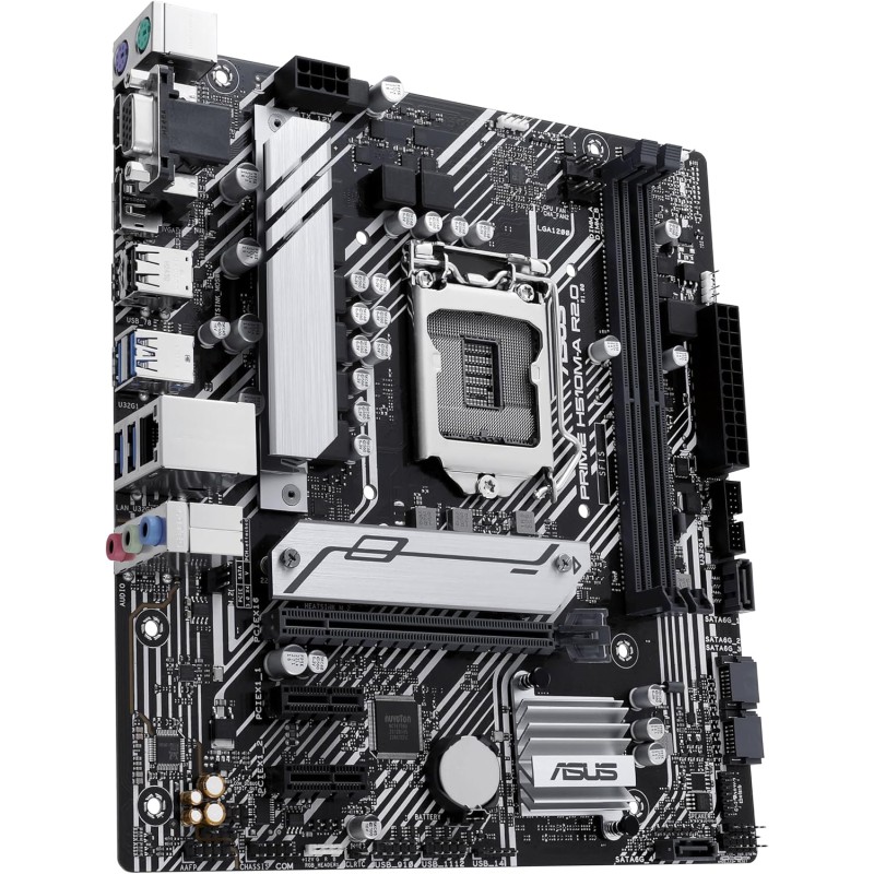 ASUS PRIME H510M-A R2.0 Scheda madre Intel Micro ATX, DDR4 LGA 1200, 4 SATA 6Gb/s, slot M.2, Ethernet Realtek, DisplayPort, HDMI, USB 3.2 Gen 2 e Type-C, Aura Sync