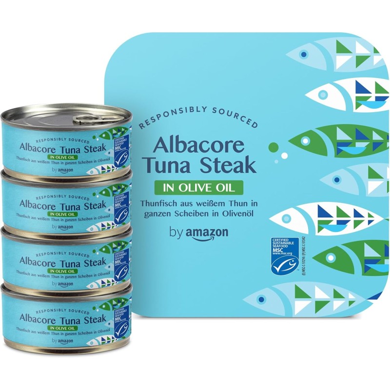 by Amazon MSC Tonno Bianco Intero All'olio D'oliva, 4x160g - 160 g (Confezione da 4)