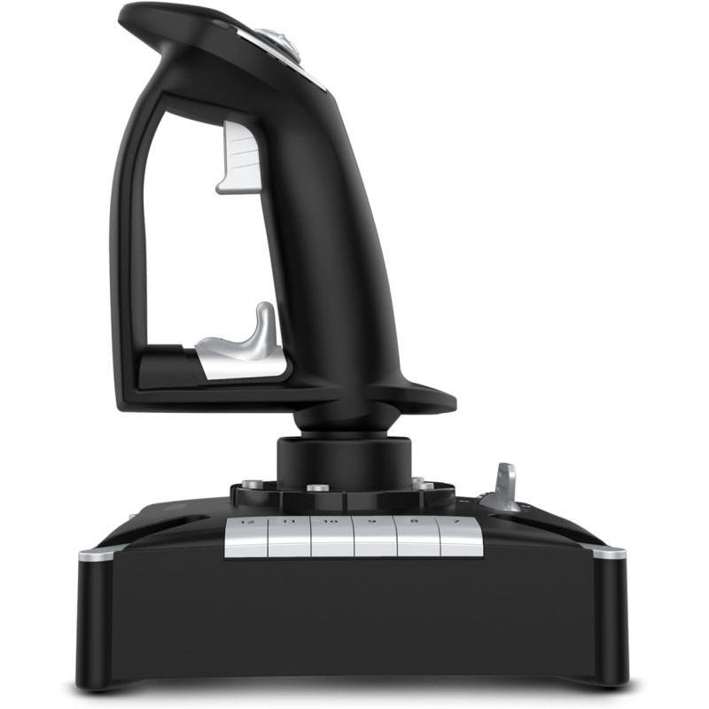 KROM K-FLIGHT - Set di joystick, simulatori di volo, stick per acceleratore/sterzo, modalità di vibrazione interna, impugnatura sintetica, 2 assi, 2 POV, 16 pulsanti, PC, PS4, Xbox One, Nero