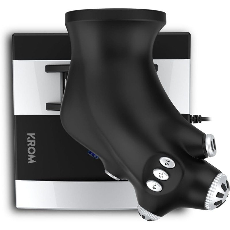 KROM K-FLIGHT - Set di joystick, simulatori di volo, stick per acceleratore/sterzo, modalità di vibrazione interna, impugnatura sintetica, 2 assi, 2 POV, 16 pulsanti, PC, PS4, Xbox One, Nero