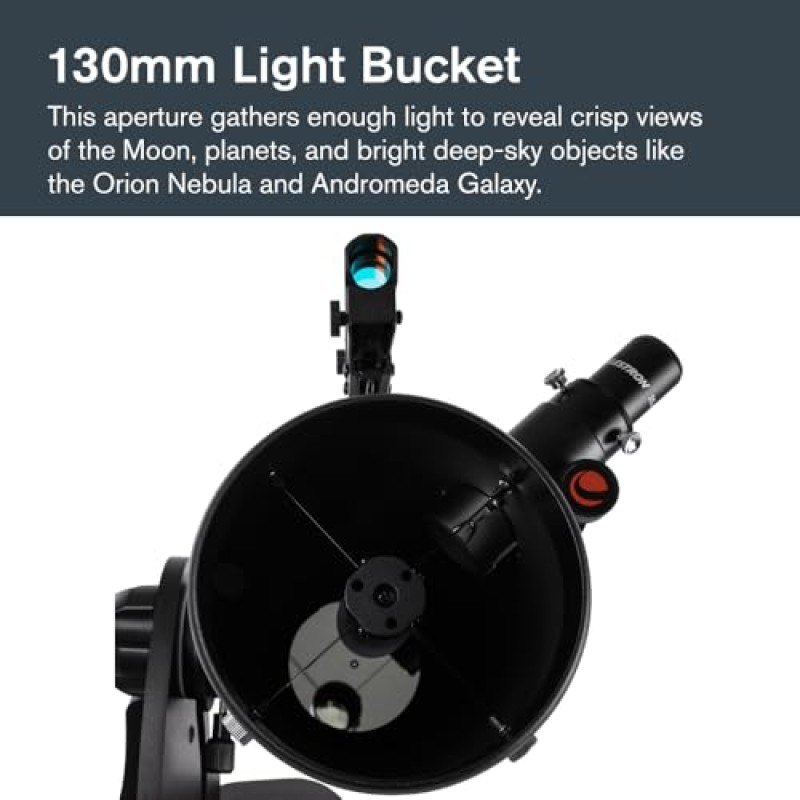 Celestron 22481 StarSense Explorer 130 mm Dobsoniano da tavolo Telescopio compatibile con app per smartphone Funziona con l'app StarSense – Compatibile con iOS/Android Celestron 22481 StarSense Explorer 130 mm Dobsoniano da tavolo Telescopio compatibile con app per smartphone Funziona con l'app StarSense – Compatibile con iOS/Android