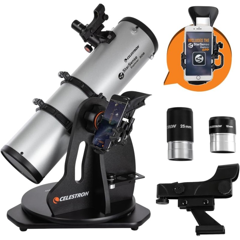 Celestron 22481 StarSense Explorer 130 mm Dobsoniano da tavolo Telescopio compatibile con app per smartphone Funziona con l'app StarSense – Compatibile con iOS/Android Celestron 22481 StarSense Explorer 130 mm Dobsoniano da tavolo Telescopio compatibile con app per smartphone Funziona con l'app StarSense – Compatibile con iOS/Android