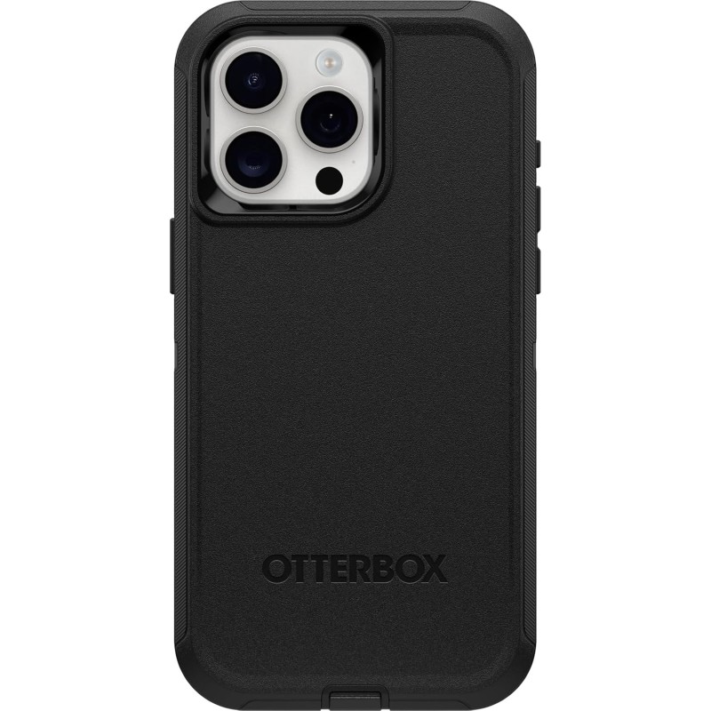 OtterBox Cover per iPhone 15 Pro Max Defender, resistente a shock e cadute, cover ultra robusta, testata 5x vs norme MIL-STD 810G,Nero - iPhone 15 Pro Max Nero