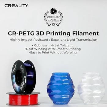 Creality Filamento PETG 1.75mm, Eccellente Flessibilità e Durata, Precisione Dimensionale +/- 0.03mm, 1kg (2,2 libbre) per Stampanti 3D, PETG Grigio - 1KG Grigio