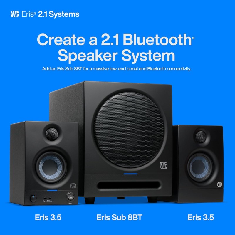PreSonus Eris 3.5 Gen 2, Altoparlanti Attivi da Scrivania 3.5" per Multimedia, Gaming, Produzione Musicale di Qualità Studio, Potenza 50 W, Nero - 3.5" PreSonus Eris 3.5 Gen 2, Altoparlanti Attivi da Scrivania 3.5" per Multimedia, Gaming, Produzione Musicale di Qualità Studio, Potenza 50 W, Nero - 3.5"