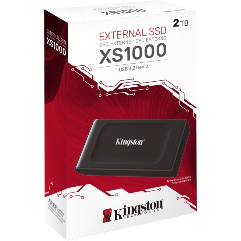 Kingston XS1000 2TB Drive a stato solido (SDD) esterno USB 3.2 Gen 2 SSD Portatile - SXS1000/2000G - 2TB