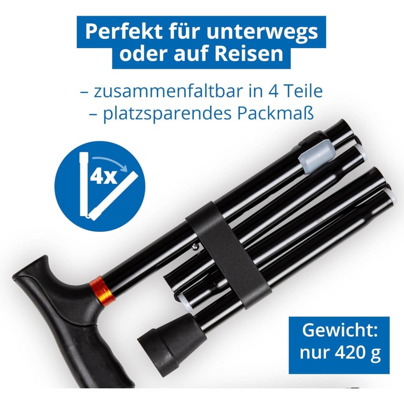 Weinberger Bastone da passeggio telescopico stabile, pieghevole, regolabile in altezza, antiscivolo, confortevole, solo 420 grammi, max. 136 kg, bastone da passeggio da viaggio, 48748, nero Weinberger Bastone da passeggio telescopico stabile, pieghevole, regolabile in altezza, antiscivolo, confortevole, solo 420 grammi, max. 136 kg, bastone da passeggio da viaggio, 48748, nero