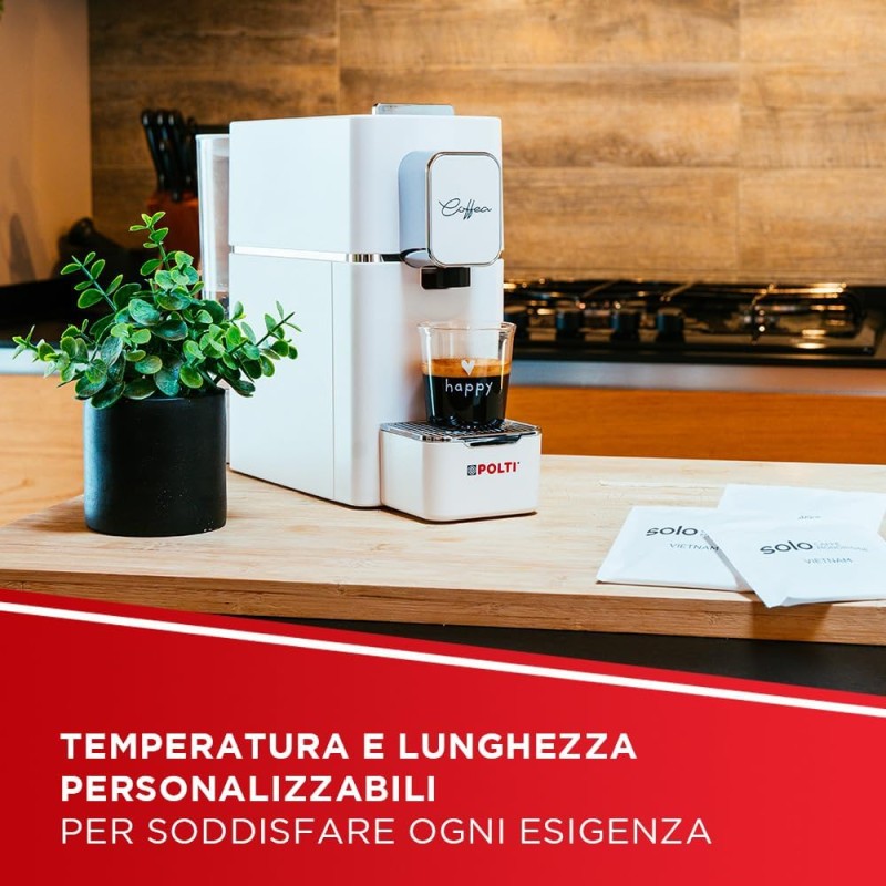 Polti Coffea S15W, Macchina per Caffè Espresso, Compatibile con Cialde E.S.E. 44 mm, Serbatoio 0.85L, Pressione Pompa 19 bar, Bianco - Bianco