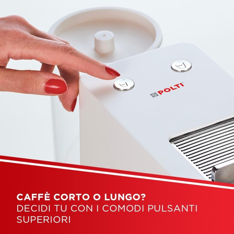 Polti Coffea S15W, Macchina per Caffè Espresso, Compatibile con Cialde E.S.E. 44 mm, Serbatoio 0.85L, Pressione Pompa 19 bar, Bianco - Bianco