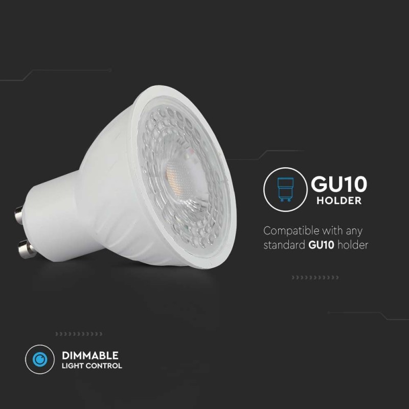 V-TAC Lampadine LED GU10-6W (Equivalenti a 60W) - 445 Lumen - Alta Luminosità - Faretto Led GU10 per Massima Efficienza e Risparmio Energetico - Luce Fredda 6400K