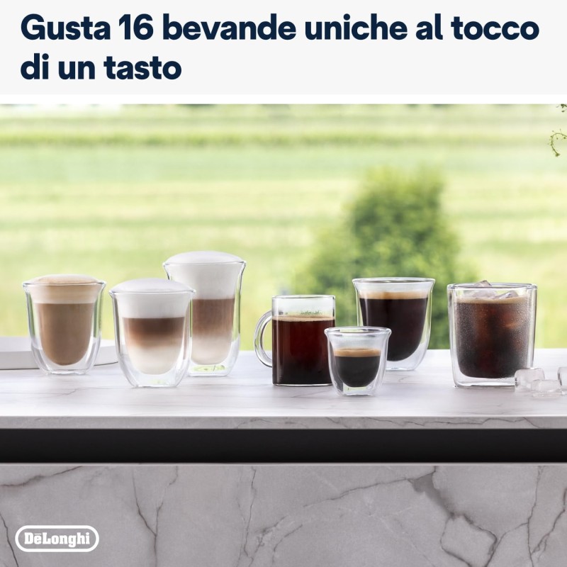 De'Longhi Rivelia Perfetto EXAM440.55.W Macchina da Caffè Automatica, Chicchi Macinati al Momento, Portachicchi Intercambiabile, Caraffa Montalatte Automatica, Display Touch a Colori, 1450W, Bianca - Arctic White De'Longhi Rivelia Perfetto EXAM440.55.W Macchina da Caffè Automatica, Chicchi Macinati al Momento, Portachicchi Intercambiabile, Caraffa Montalatte Automatica, Display Touch a Colori, 1450W, Bianca - Arctic White