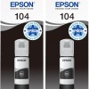 Epson Title EcoTank, Serie 104, Flacone Inchiostro per Stampanti EcoTank, Single Pack 1 Colore (Nero), 65 ml, Inchiostri Dye e Pigmentati (Confezione da 2) - 65ml Nero
