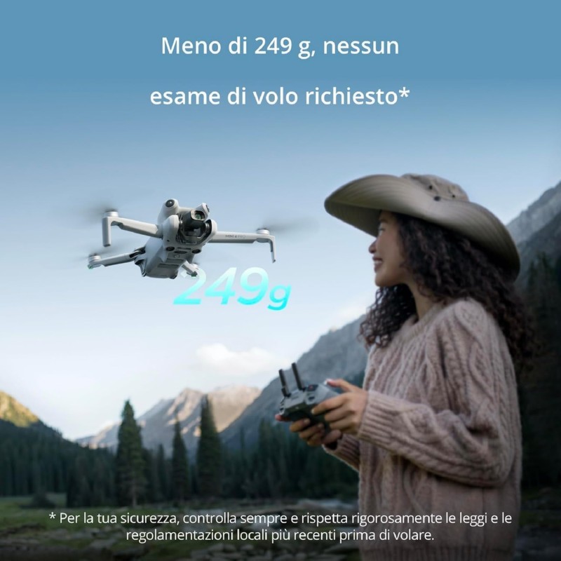 DJI Mini 4 Pro Fly More Combo con DJI RC 2 (radiocomando con schermo), mini drone con telecamera, meno di 249 g, autonomia di volo di 34 minuti, 2 batterie extra, C0