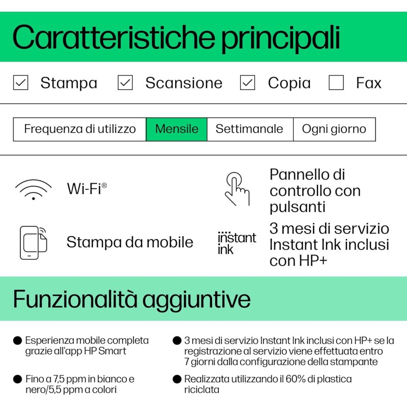 HP DeskJet 2820e 588K9B, Stampante Multifunzione a Getto d'Inchiostro A4 a Colori, Fronte e Retro Manuale, 7,5 ppm, Wi-Fi, HP Smart, 3 Mesi di Inchiostro Instant Ink Inclusi, Bianca HP DeskJet 2820e 588K9B, Stampante Multifunzione a Getto d'Inchiostro A4 a Colori, Fronte e Retro Manuale, 7,5 ppm, Wi-Fi, HP Smart, 3 Mesi di Inchiostro Instant Ink Inclusi, Bianca