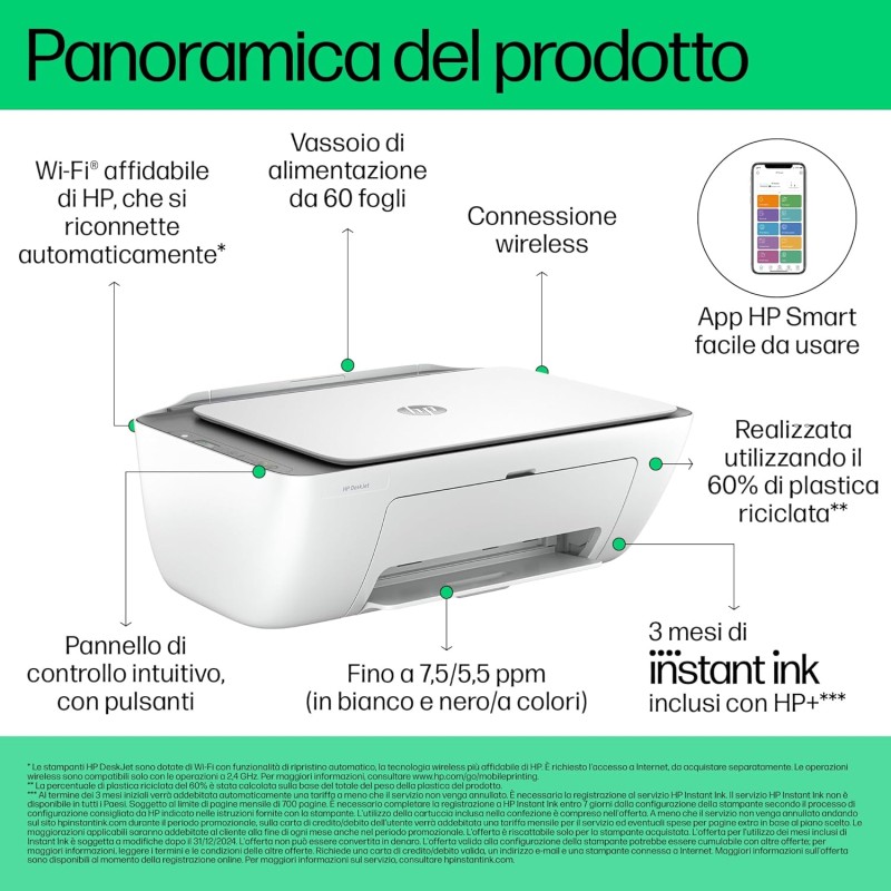 HP DeskJet 2820e 588K9B, Stampante Multifunzione a Getto d'Inchiostro A4 a Colori, Fronte e Retro Manuale, 7,5 ppm, Wi-Fi, HP Smart, 3 Mesi di Inchiostro Instant Ink Inclusi, Bianca HP DeskJet 2820e 588K9B, Stampante Multifunzione a Getto d'Inchiostro A4 a Colori, Fronte e Retro Manuale, 7,5 ppm, Wi-Fi, HP Smart, 3 Mesi di Inchiostro Instant Ink Inclusi, Bianca