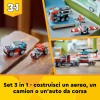 LEGO Creator 31146 3 in 1 Helicopter Truck, Games for Children and Girls from 7 Years, Rebuildable Toy Truck in Plane, Tanker or Racing Car and SUV, Birthday Gift Idea