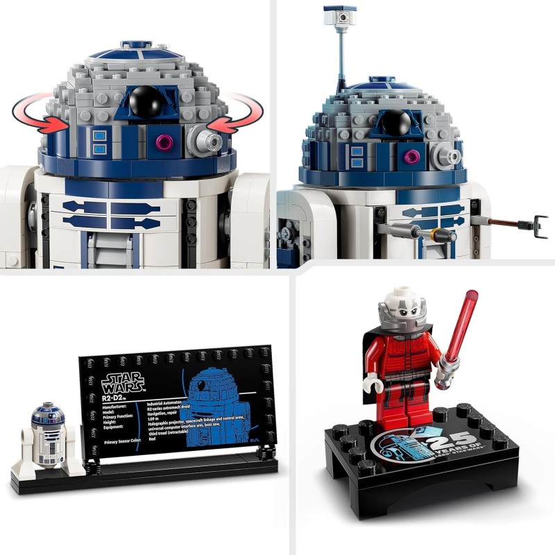 LEGO Star Wars 75379 R2-D2 - Building Toy - Display Droid Figure with Rotating Head, Periscope and Tools - Includes a Darth Malek Minifigure - Gift for Children from 10 Years