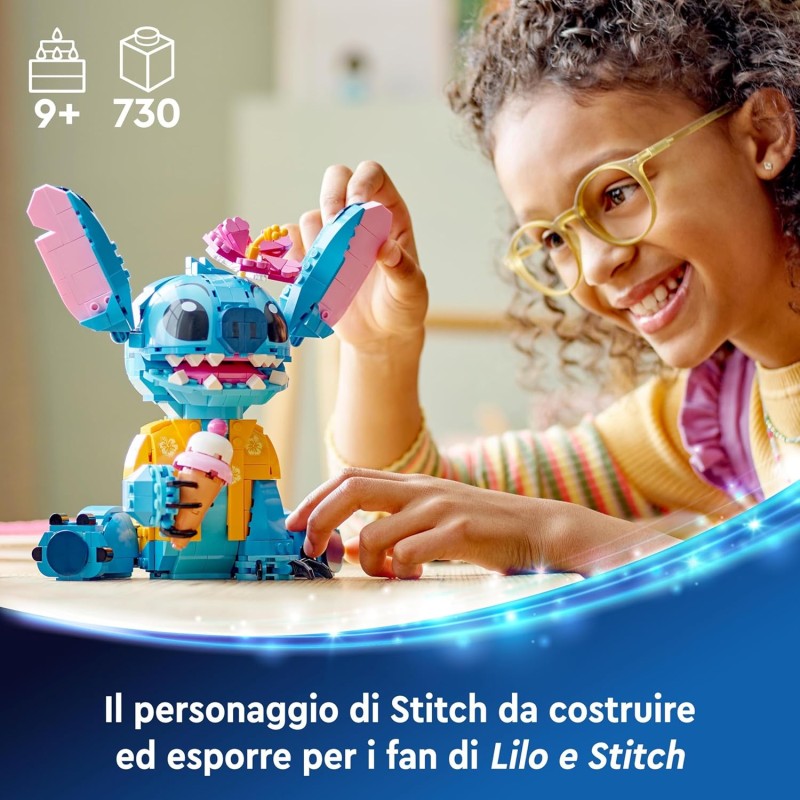 LEGO | Disney Stitch Toy - Play and Display Figure with Ice Cream Cone and Decorative Flower - Gift for Girls, Children and Lilo and Stitch Movie Fans from 9 Years and Up - 43249