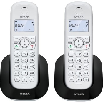VTech CS1501 Telefono Cordless Casa Duo, Telefono fisso DECT con vivavoce e blocco chiamate, doppia ricarica, identificatore di chiamata, LCD Display retroilluminato e tastiera, modalità ECO, Bianco VTech CS1501 Telefono Cordless Casa Duo, Telefono fisso DECT con vivavoce e blocco chiamate, doppia ricarica, identificatore di chiamata, LCD Display retroilluminato e tastiera, modalità ECO, Bianco
