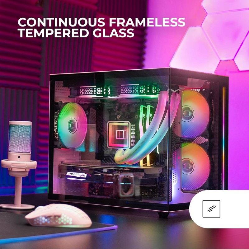 Mars Gaming MC-VIEW, Case Mini Tower Gaming Micro-ATX, Vetro Temperato a 90° Senza Cornice, Struttura Modulare a Doppia Camera, Supporto Completo per il Raffreddamento a Liquido, Rosa Mars Gaming MC-VIEW, Case Mini Tower Gaming Micro-ATX, Vetro Temperato a 90° Senza Cornice, Struttura Modulare a Doppia Camera, Supporto Completo per il Raffreddamento a Liquido, Rosa