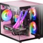 Mars Gaming MC-VIEW, Case Mini Tower Gaming Micro-ATX, Vetro Temperato a 90° Senza Cornice, Struttura Modulare a Doppia Camera, Supporto Completo per il Raffreddamento a Liquido, Rosa