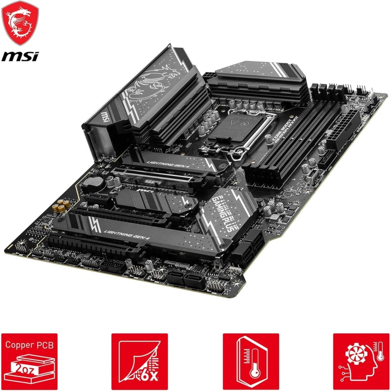 MSI Z790 GAMING PLUS WIFI, Scheda Madre ATX, Supporta Intel 14th/13th/12th Gen Core, LGA 1700, DDR5 fino a 7200+MHz/OC, PCIe 5.0 x16, 4 x M.2 Gen4, LAN 2.5G, Wi-Fi 6E - ATX MSI Z790 GAMING PLUS WIFI, Scheda Madre ATX, Supporta Intel 14th/13th/12th Gen Core, LGA 1700, DDR5 fino a 7200+MHz/OC, PCIe 5.0 x16, 4 x M.2 Gen4, LAN 2.5G, Wi-Fi 6E - ATX