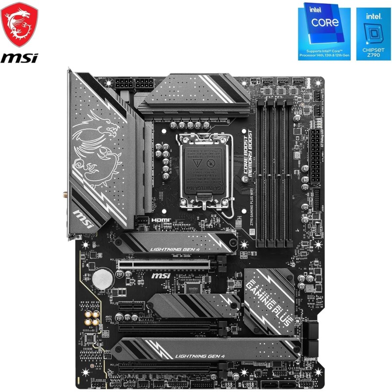 MSI Z790 GAMING PLUS WIFI, Scheda Madre ATX, Supporta Intel 14th/13th/12th Gen Core, LGA 1700, DDR5 fino a 7200+MHz/OC, PCIe 5.0 x16, 4 x M.2 Gen4, LAN 2.5G, Wi-Fi 6E - ATX MSI Z790 GAMING PLUS WIFI, Scheda Madre ATX, Supporta Intel 14th/13th/12th Gen Core, LGA 1700, DDR5 fino a 7200+MHz/OC, PCIe 5.0 x16, 4 x M.2 Gen4, LAN 2.5G, Wi-Fi 6E - ATX